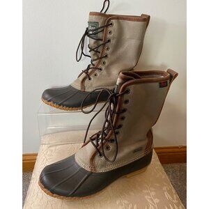 Bass Duck Boots Tan/Brown Water-Resistant Rubber Sole Lace-Up Size 7